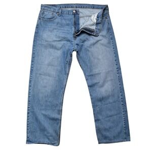 Levi's 569 Men's Size 40x30 Loose Straight Leg Blue Denim Jeans - Altered Hems